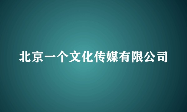 北京一个文化传媒有限公司