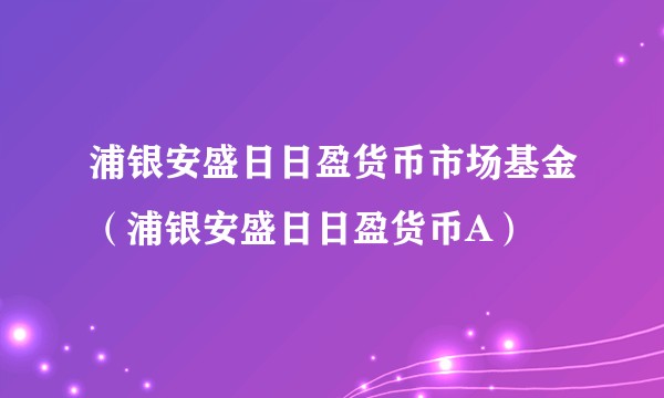 浦银安盛日日盈货币市场基金（浦银安盛日日盈货币A）