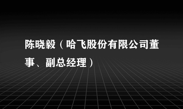 陈晓毅（哈飞股份有限公司董事、副总经理）