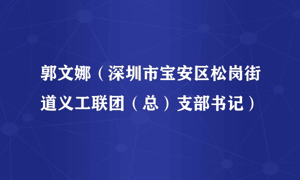 郭文娜（深圳市宝安区松岗街道义工联团（总）支部书记）