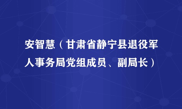 安智慧（甘肃省静宁县退役军人事务局党组成员、副局长）