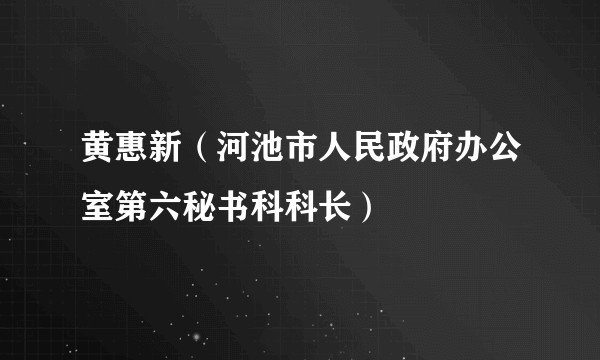 黄惠新（河池市人民政府办公室第六秘书科科长）