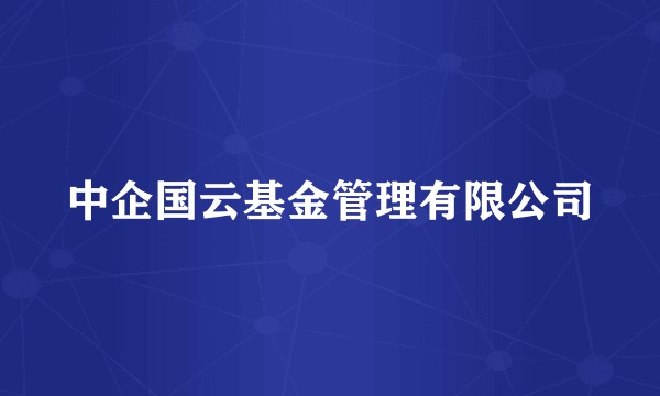 中企国云基金管理有限公司