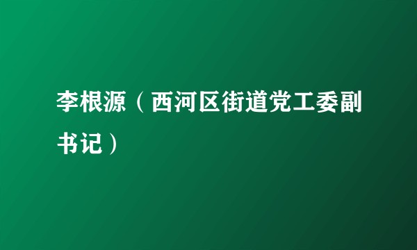 李根源（西河区街道党工委副书记）