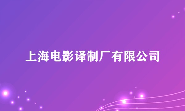 上海电影译制厂有限公司
