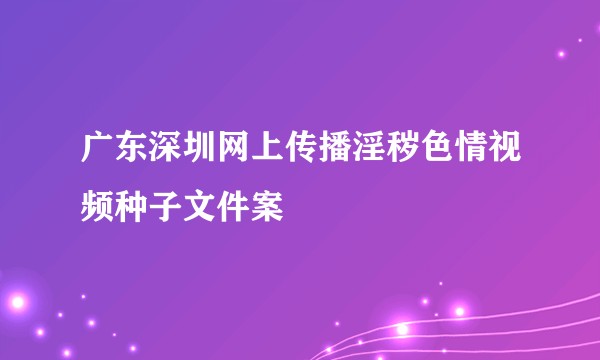 广东深圳网上传播淫秽色情视频种子文件案