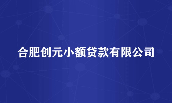 合肥创元小额贷款有限公司