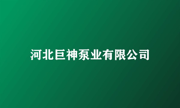 河北巨神泵业有限公司
