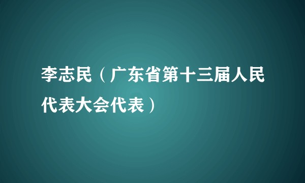 李志民（广东省第十三届人民代表大会代表）
