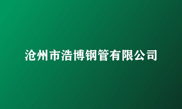 沧州市浩博钢管有限公司