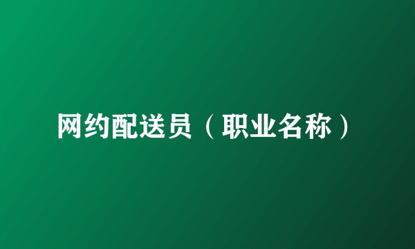 网约配送员（职业名称）