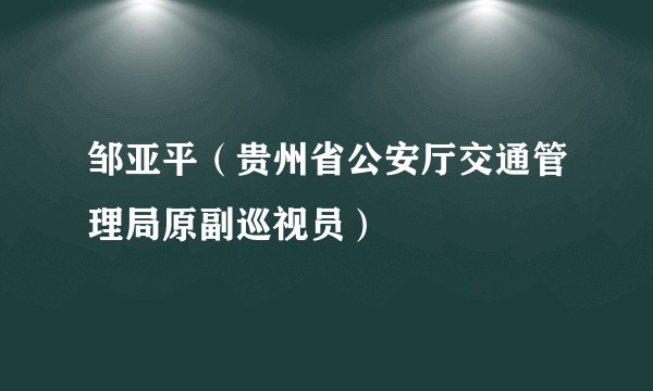 邹亚平（贵州省公安厅交通管理局原副巡视员）