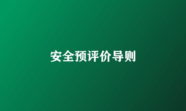 安全预评价导则