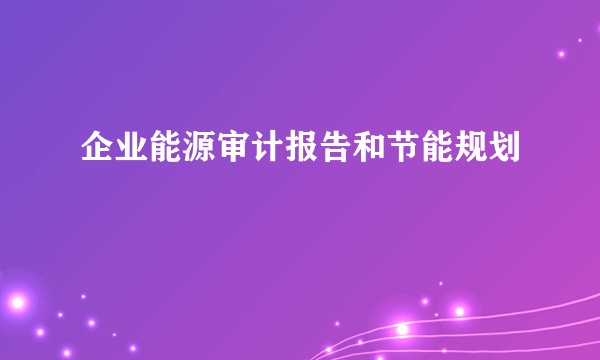 企业能源审计报告和节能规划