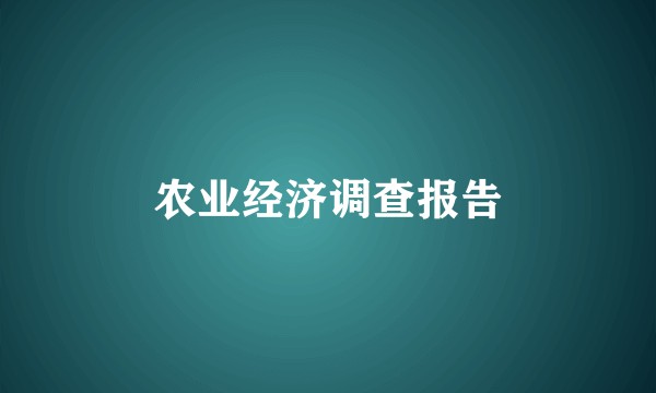 农业经济调查报告