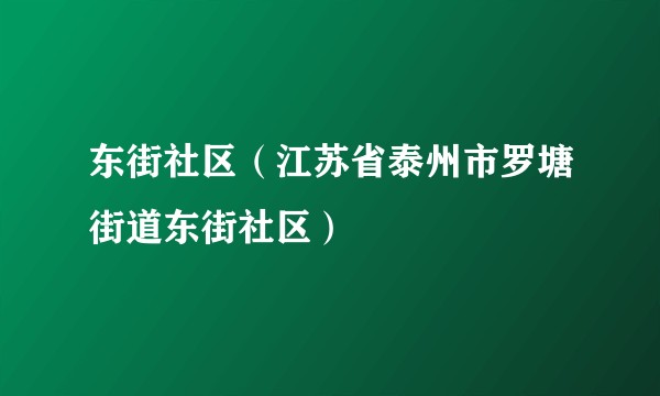东街社区（江苏省泰州市罗塘街道东街社区）