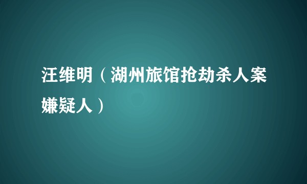 汪维明（湖州旅馆抢劫杀人案嫌疑人）