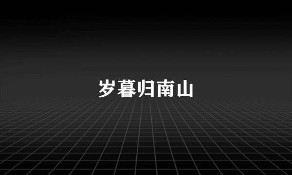 岁暮归南山
