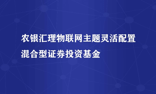 农银汇理物联网主题灵活配置混合型证券投资基金