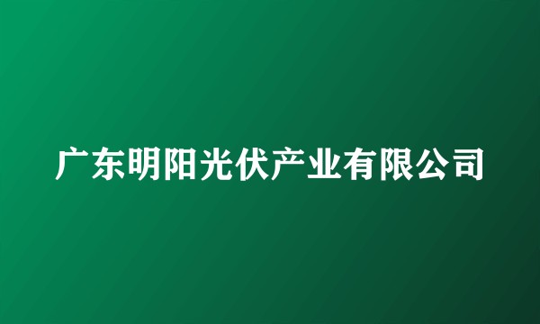 广东明阳光伏产业有限公司