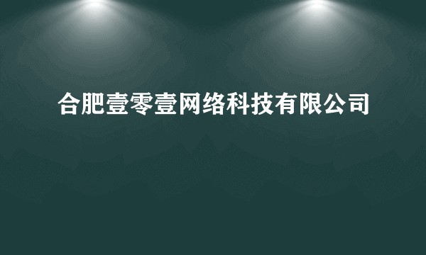 合肥壹零壹网络科技有限公司
