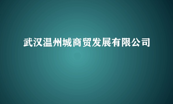武汉温州城商贸发展有限公司