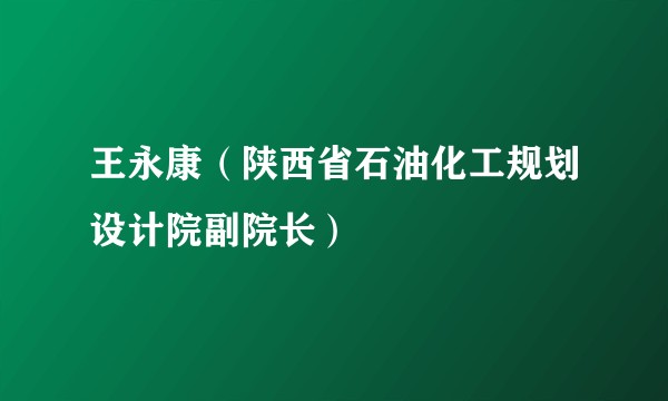 王永康（陕西省石油化工规划设计院副院长）