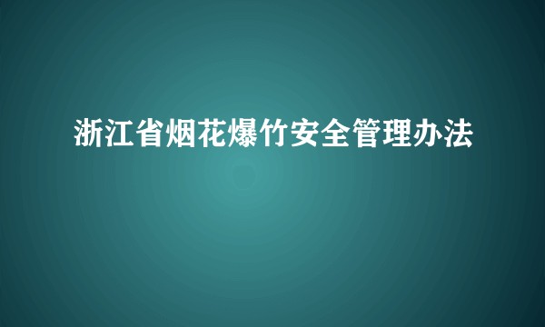 浙江省烟花爆竹安全管理办法