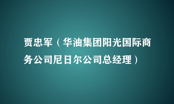 贾忠军（华油集团阳光国际商务公司尼日尔公司总经理）