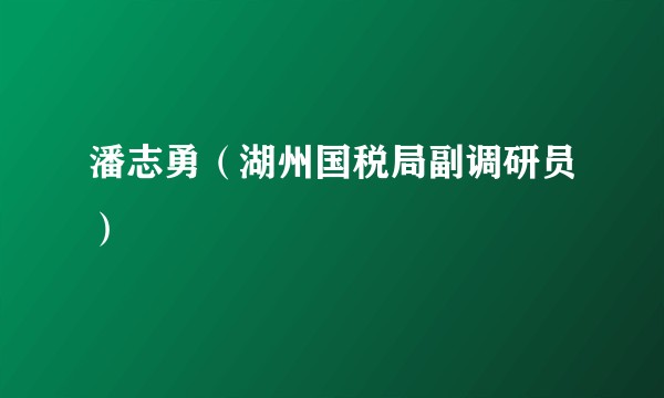 潘志勇（湖州国税局副调研员）