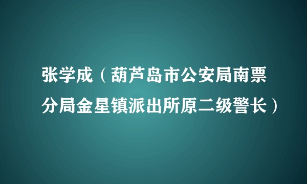 张学成（葫芦岛市公安局南票分局金星镇派出所原二级警长）