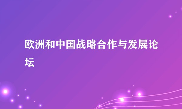 欧洲和中国战略合作与发展论坛