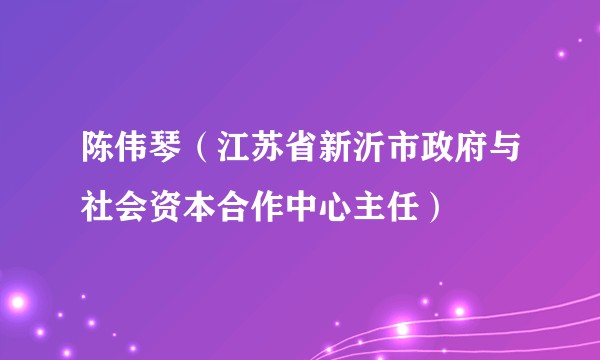 陈伟琴（江苏省新沂市政府与社会资本合作中心主任）
