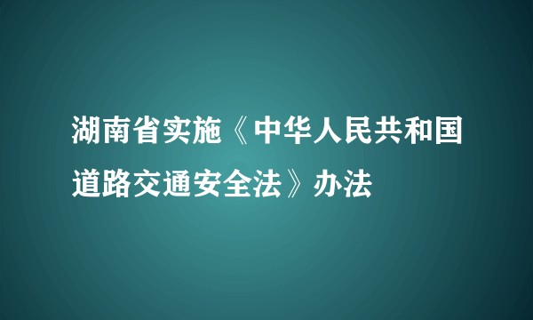 湖南省实施《中华人民共和国道路交通安全法》办法