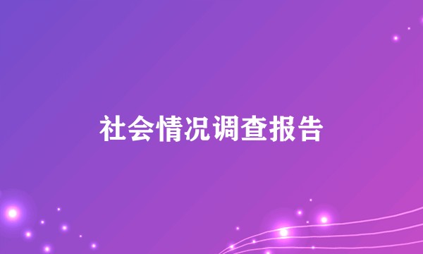 社会情况调查报告
