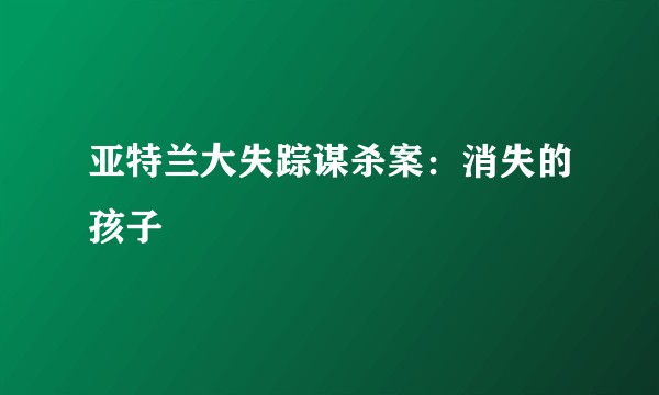 亚特兰大失踪谋杀案：消失的孩子