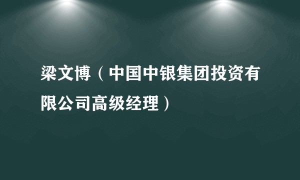 梁文博（中国中银集团投资有限公司高级经理）