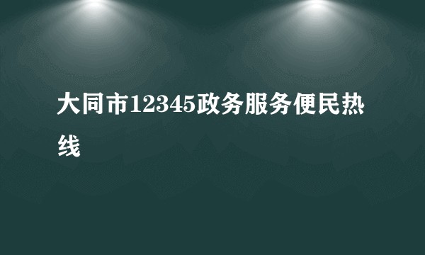 大同市12345政务服务便民热线