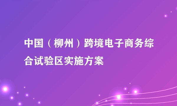 中国（柳州）跨境电子商务综合试验区实施方案
