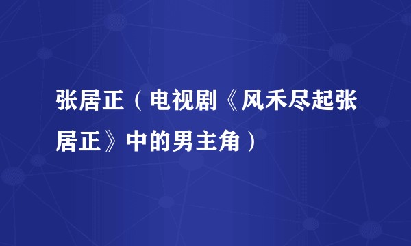 张居正（电视剧《风禾尽起张居正》中的男主角）