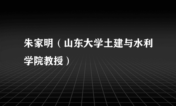 朱家明（山东大学土建与水利学院教授）