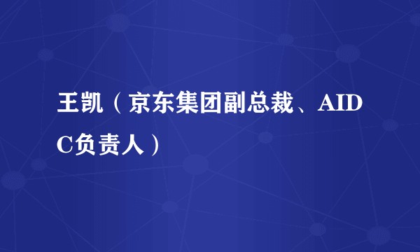 王凯（京东集团副总裁、AIDC负责人）