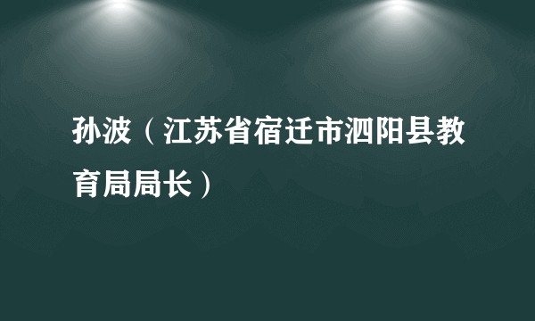 孙波（江苏省宿迁市泗阳县教育局局长）