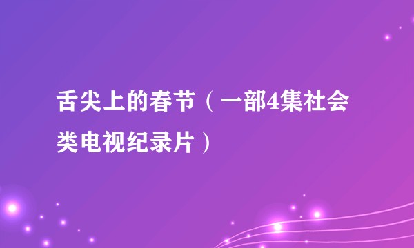 舌尖上的春节（一部4集社会类电视纪录片）