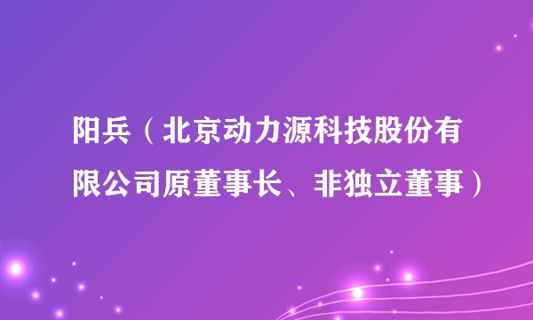 阳兵（北京动力源科技股份有限公司原董事长、非独立董事）