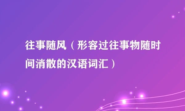 往事随风（形容过往事物随时间消散的汉语词汇）