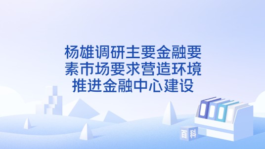 杨雄调研主要金融要素市场要求营造环境推进金融中心建设