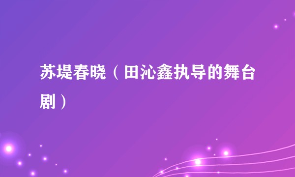 苏堤春晓（田沁鑫执导的舞台剧）