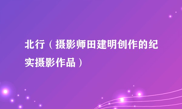 北行（摄影师田建明创作的纪实摄影作品）
