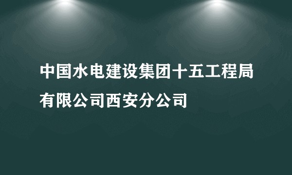 中国水电建设集团十五工程局有限公司西安分公司